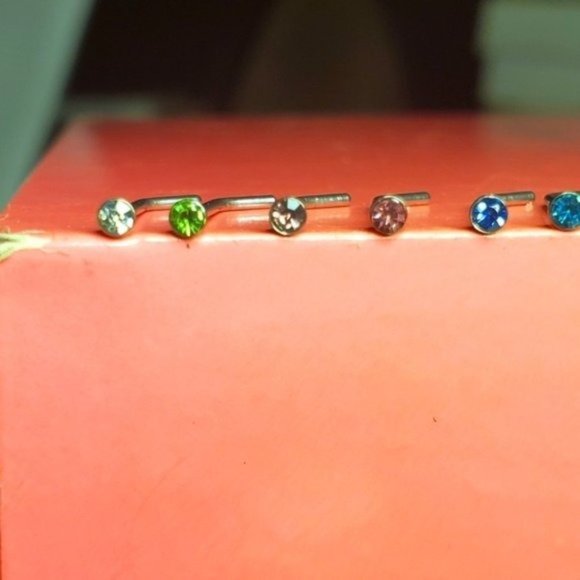 New 10 Crystal Micro Minimalist Tiny Nose Studs - Picture 4 of 16